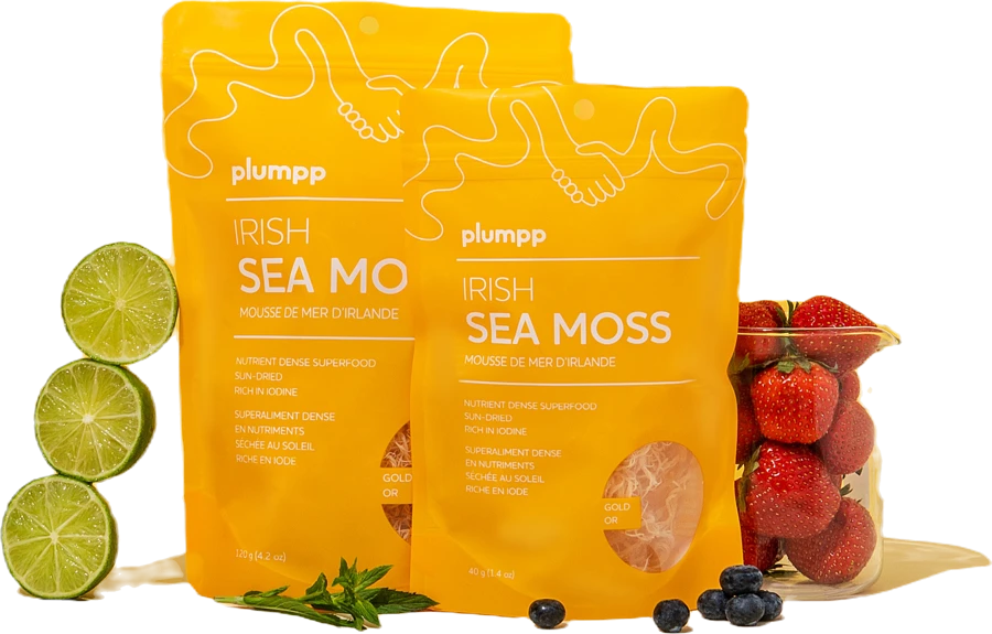 Plumpp sea moss pouches with lime and strawberries